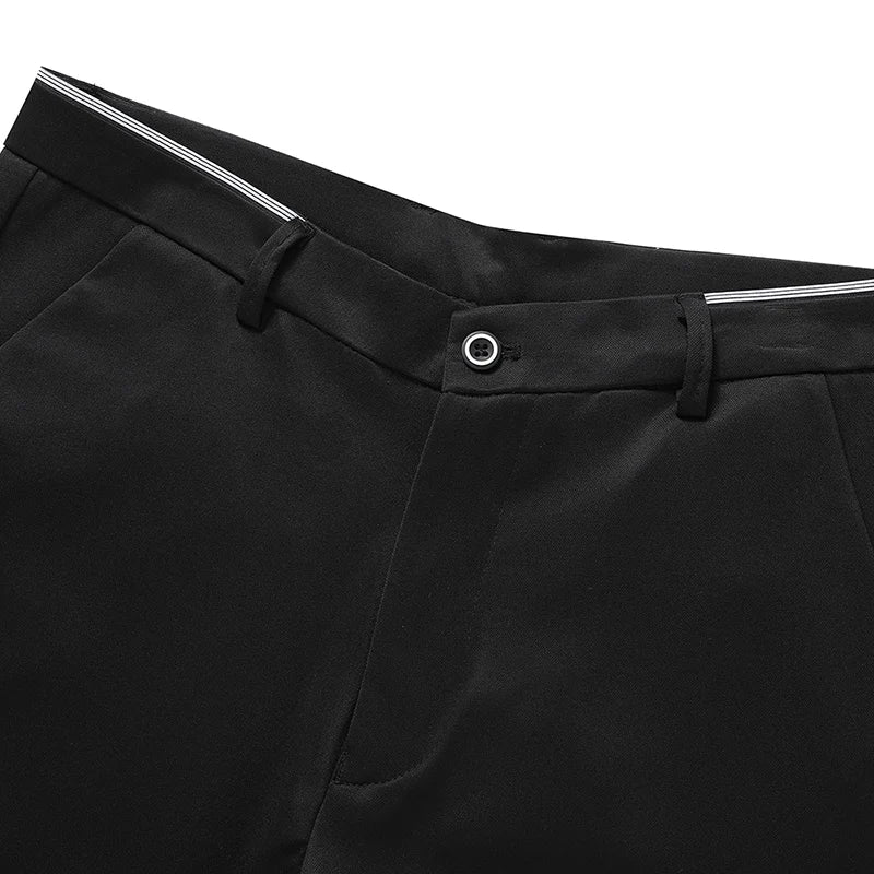 Spring Autumn Business Dress Pants - Elastic Waist Frosted Fabric Trousers