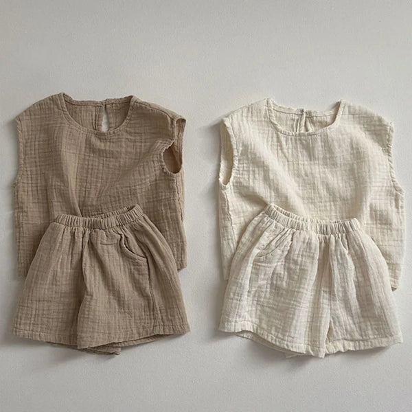 Childrens Clothing Summer Suit Comfortable Solid Shirt