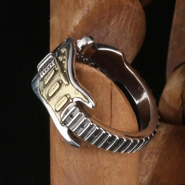 Retro Electric Guitar Ring For Men Punk Gothic Rock Hiphop Open Ring