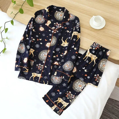 Viscose Long-Sleeved Trousers Ladies Pajamas Suit