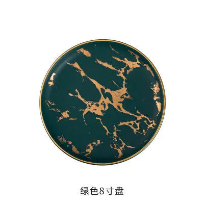 Nordic Marbled Gold Edge Ceramic Plate
