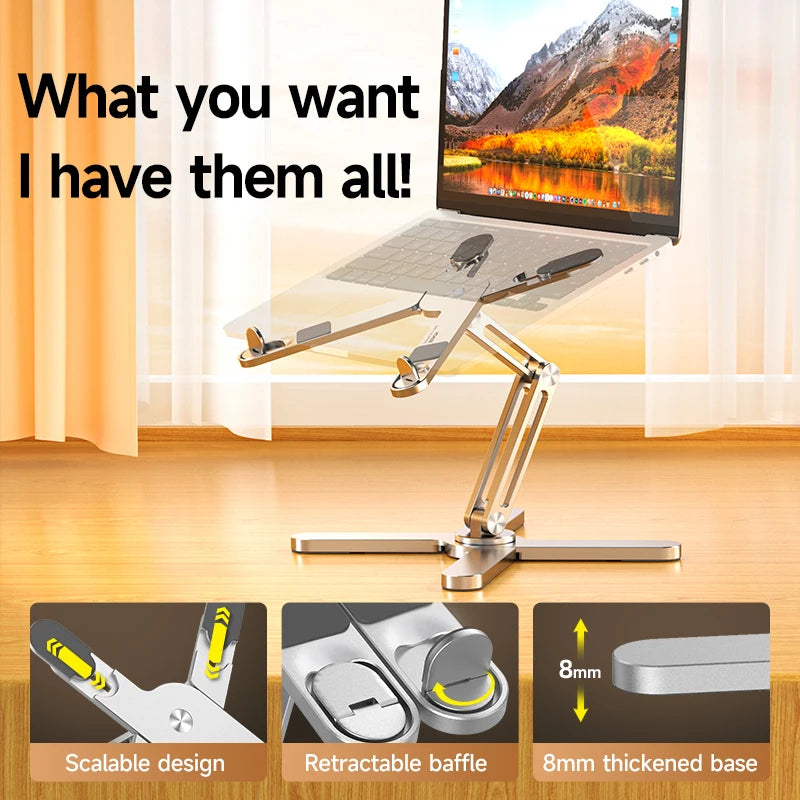 Foldable Laptop Stand with 360° Rotation - Aluminum Alloy