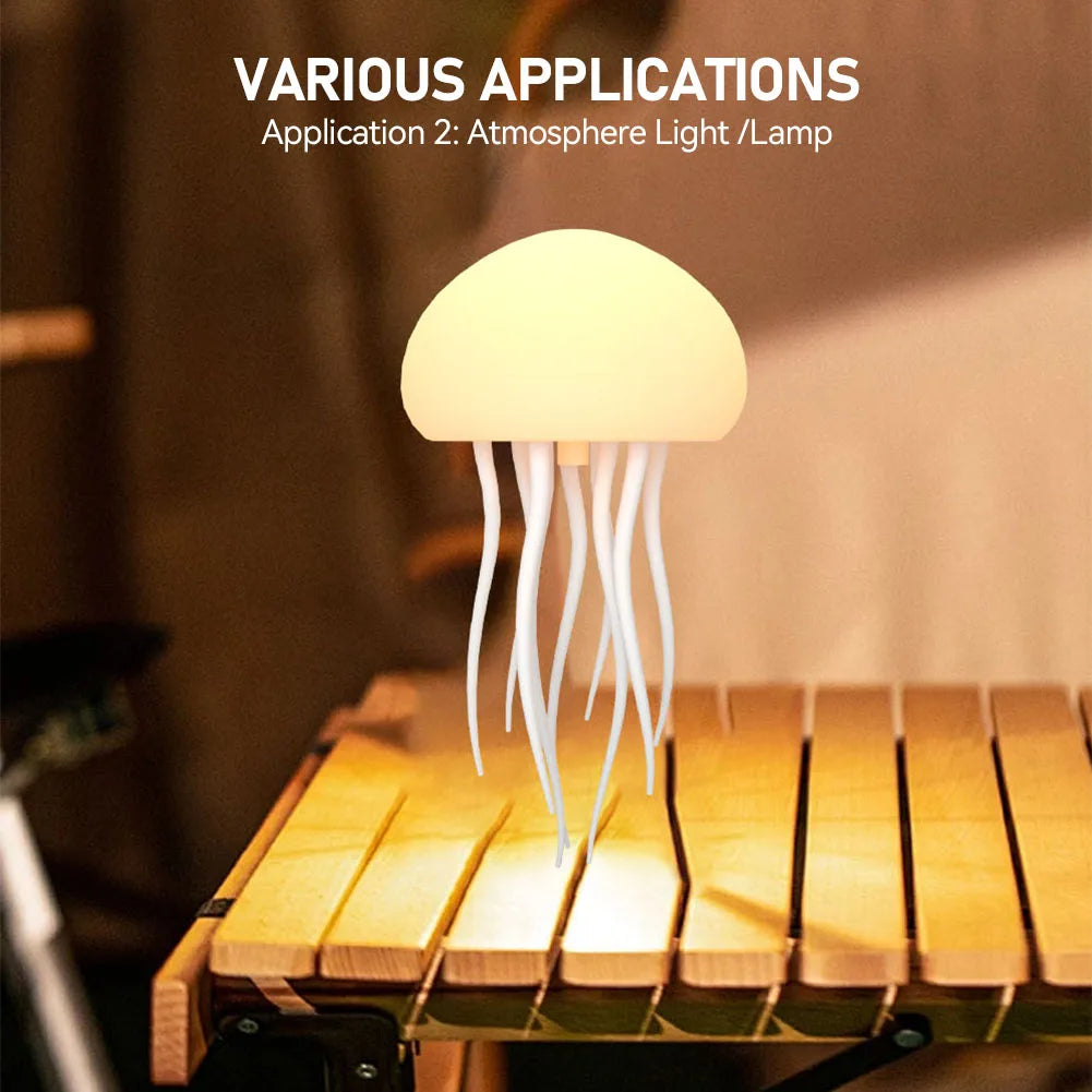 Cartoon Jellyfish Night Light - RGB Gradient LED Lamp with Voice Control