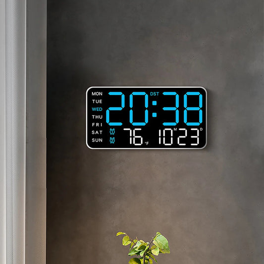 Large Digital Wall Clock - Voice Control Alarm Clock with Temperature Display