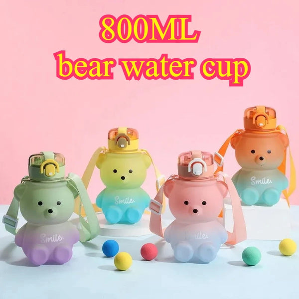 Bear Water Bottle 800ML Cute Kawaii Teddy Bear Water Bottle