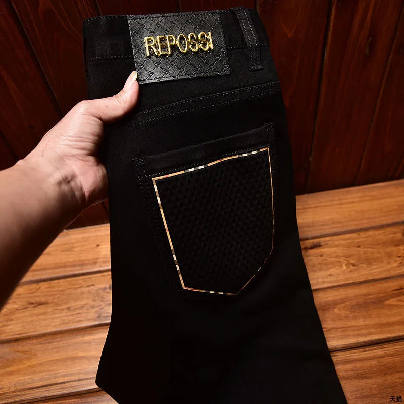 High-Quality Slim Fit Black Denim Jeans - Men's Casual Pants