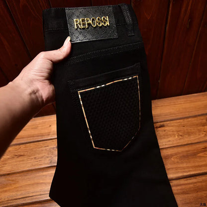 High-Quality Slim Fit Black Denim Jeans - Men's Casual Pants
