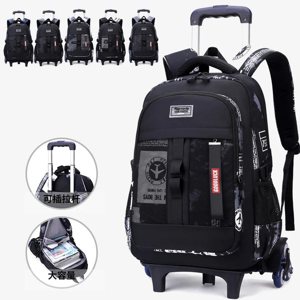 School Trolley Bag For Teenagers Boy Kids Student Rolling Backpack
