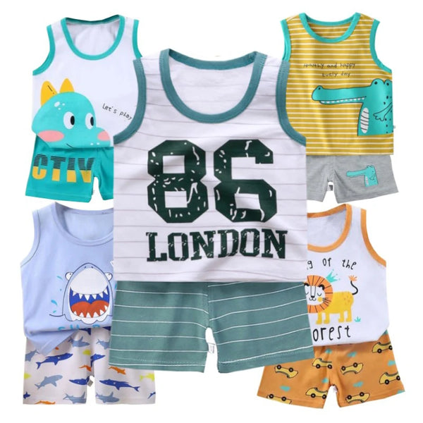 Kid Baby Vest Shorts 2 Piece Clothing Set Summer Cartoon Pajamas Kid