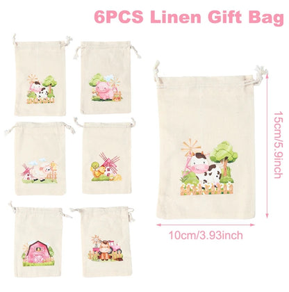 Burlap Bags Farm Animal Gift Drawstring Bags - Jute Pouches