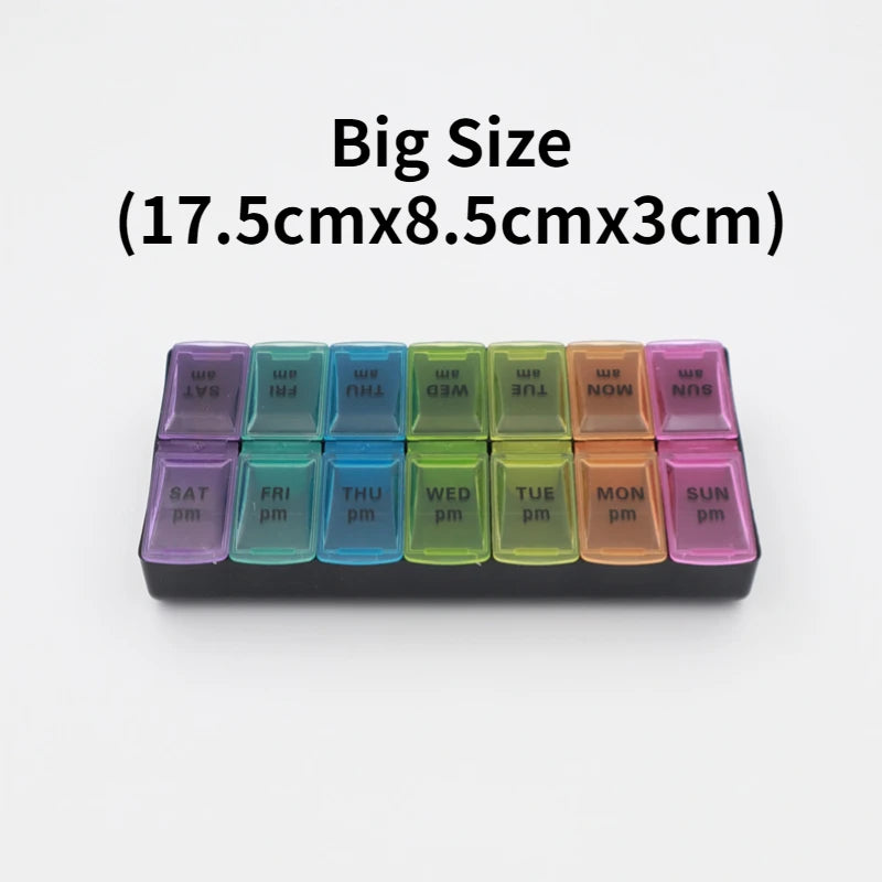 Weekly Portable Travel Pill Box - 7 Days Organizer with 14 Grids