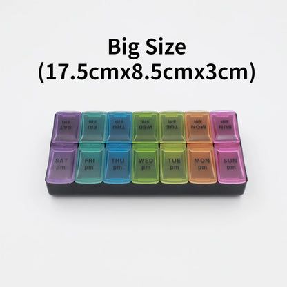Weekly Portable Travel Pill Box - 7 Days Organizer with 14 Grids