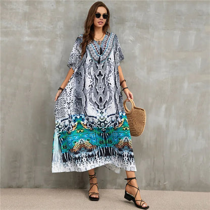 Women's Plus Size Kaftan Dress: Maxi Caftan Beach Cover Up & Summer Loungewear