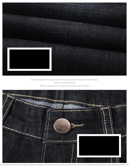 Men's Stretch Jeans - Slim Straight Fit Black & Blue Trousers