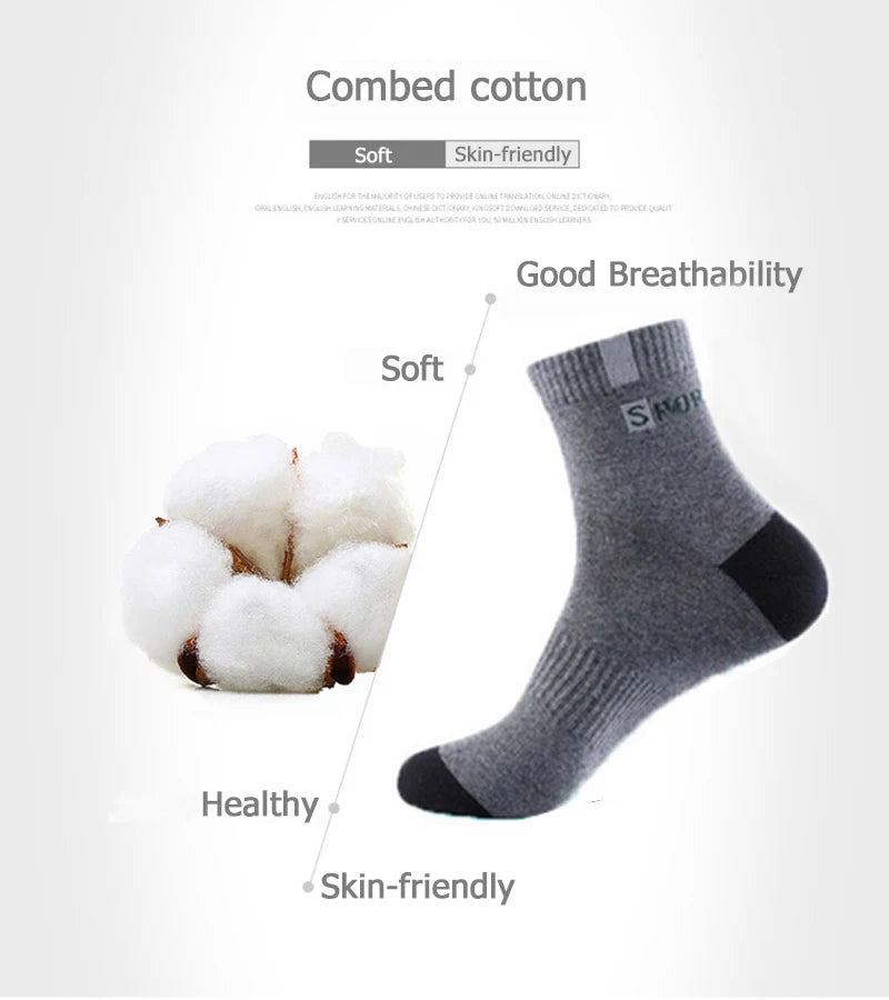 Men's Cotton Socks - Sport Breathable Soft Letter Sneakers