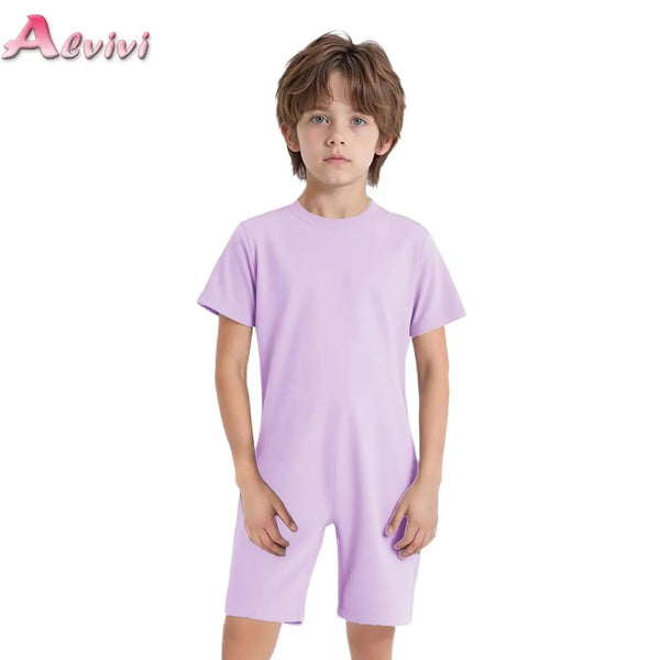 Kids Girls Boys Special Needs Adaptive Clothing Round Neck Short