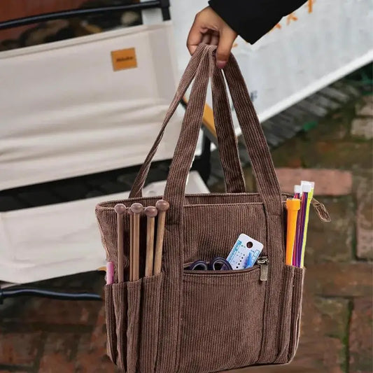 Crochet Yarn Bag - Large Capacity Corduroy Yarn Holder