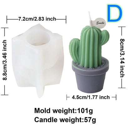 DIY Succulent Cactus Scented Candle Mold - Cute Plant Design
