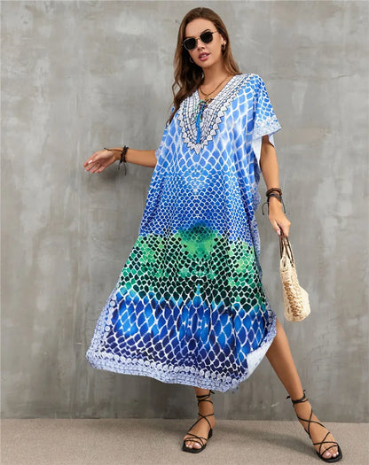 Women's Plus Size Kaftan Dress: Maxi Caftan Beach Cover Up & Summer Loungewear