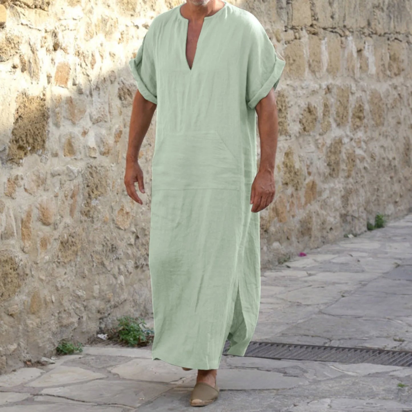 Men's Black Jubba Thobe - Muslim Arabic Kaftan Robe