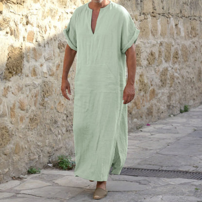 Men's Black Jubba Thobe - Muslim Arabic Kaftan Robe