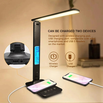 LAOPAO 10W Wireless Charging LED Desk Lamp - Dimmable with Night Light