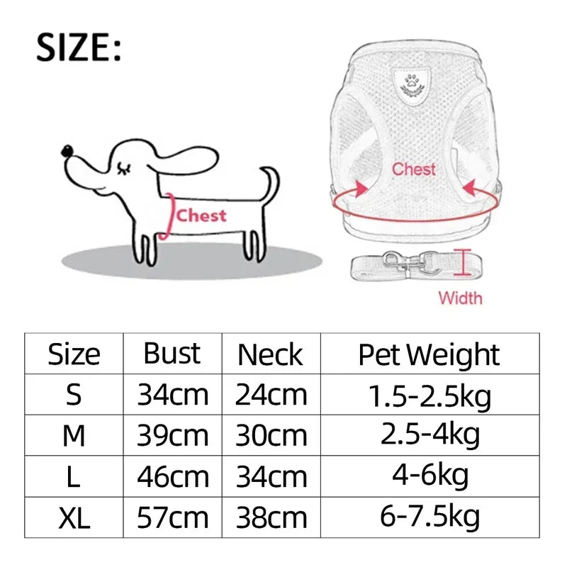 Soft Mesh Dog Harness – Breathable Comfort for Small Dogs & Cats