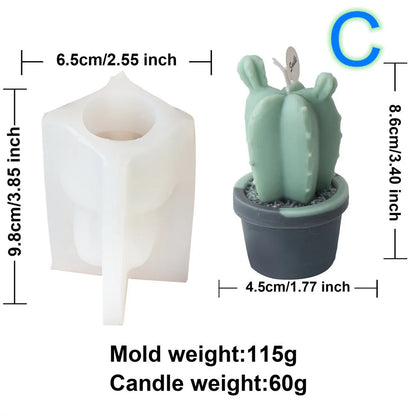 DIY Succulent Cactus Scented Candle Mold - Cute Plant Design