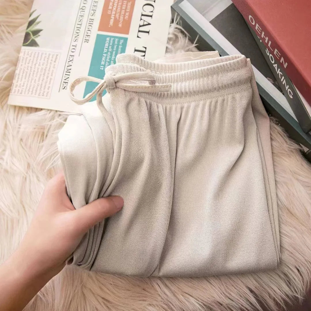 Women's Ice Silk Wide Leg Pants for Spring & Summer