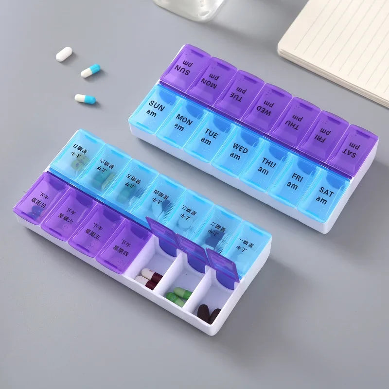 7-Day Travel Pill Organizer with 14 Grids