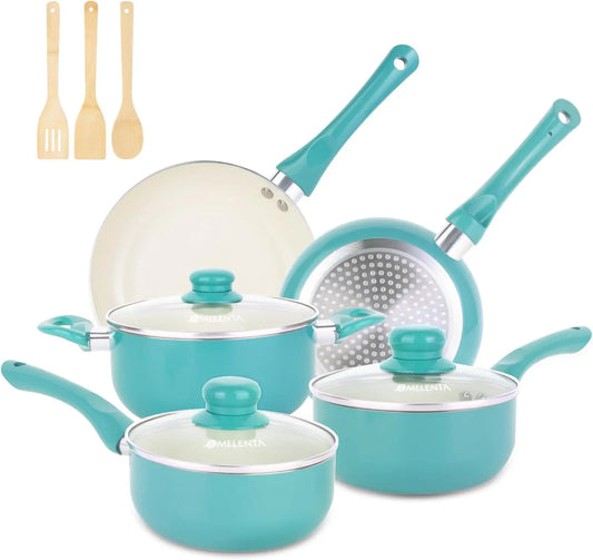 11-Piece Nonstick Pots & Pans Set, Ceramic Induction Cookware