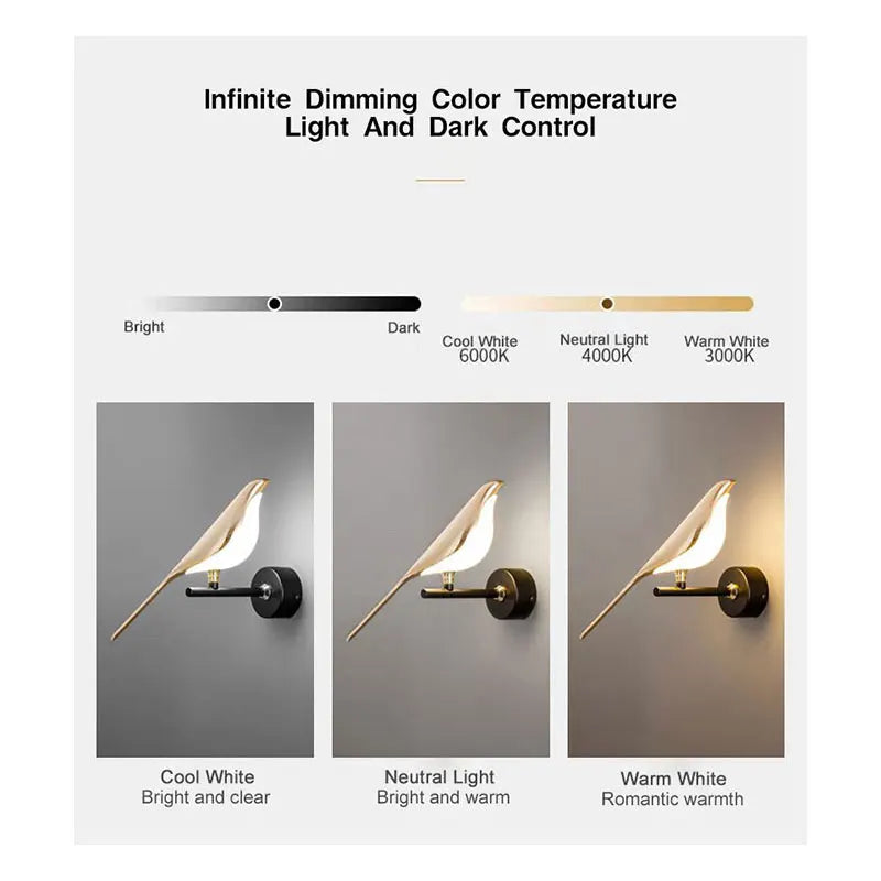 Creative Bird LED Wall Sconce with Touch Switch