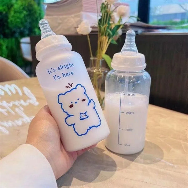400ML Cute Strawberry Bear Water Bottle 400ML Frosted Drinking