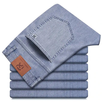 Men's Stretch Jeans - Slim Fit Denim Trousers in Blue