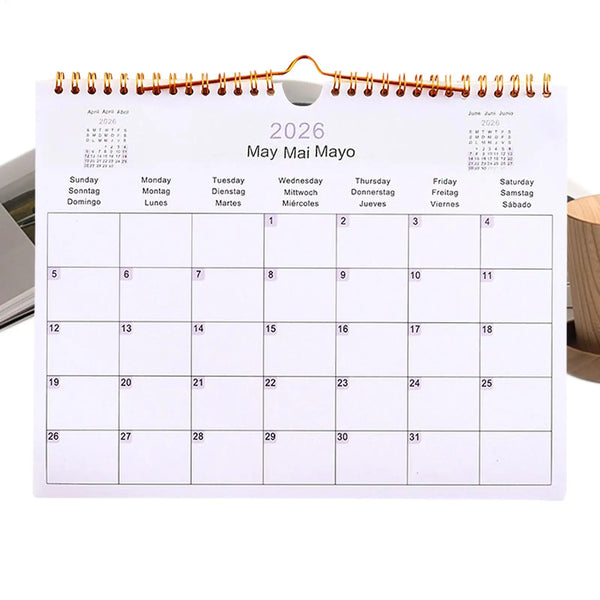 Wall Calendar 2026 12 Month Multilingual Coil Wall Calendar Modern