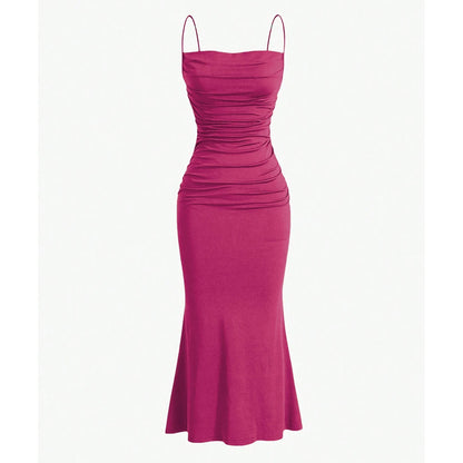 Women's Mermaid Hem Maxi Dress - Slim Fit Spaghetti Strap Party Dress