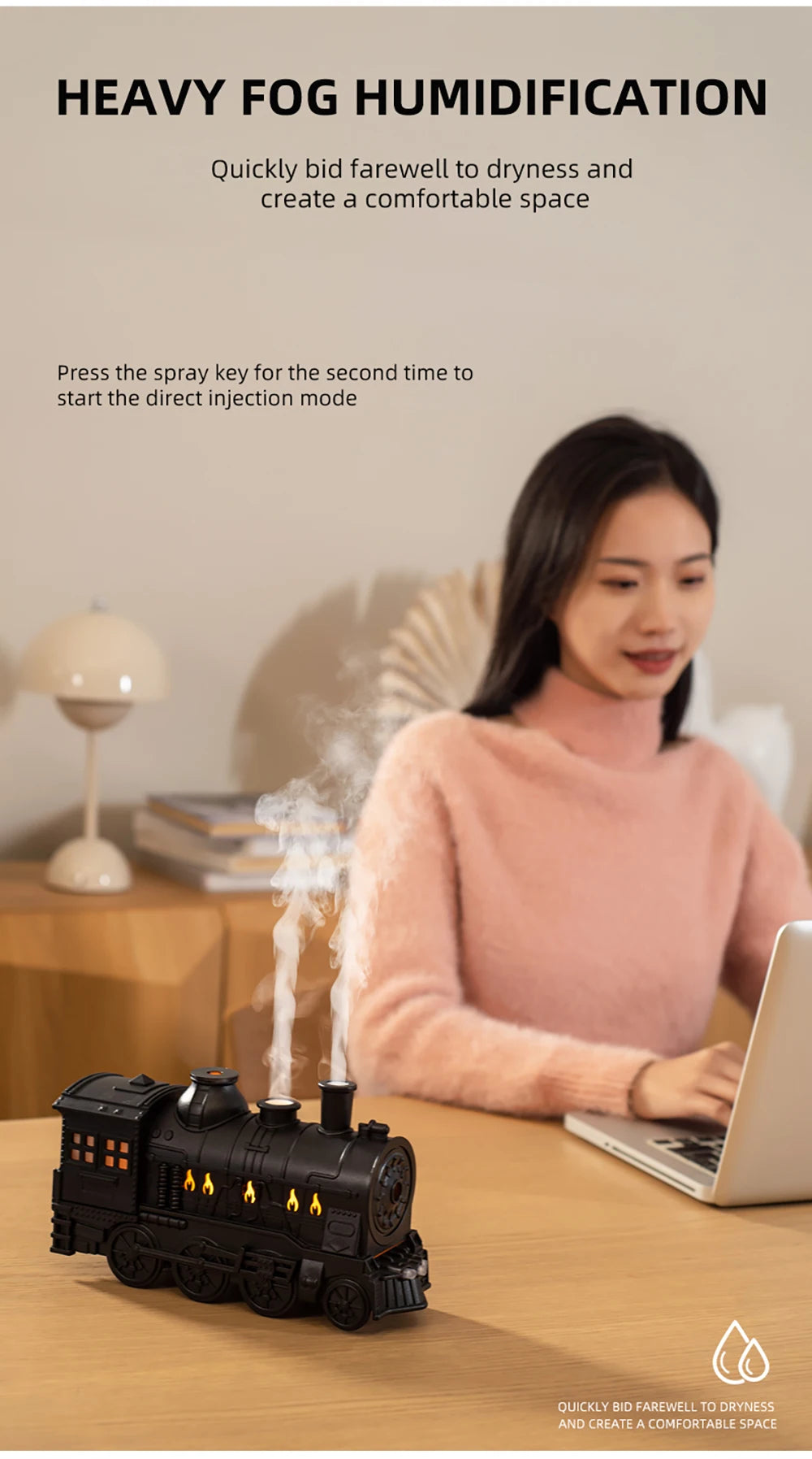 Aierwill Train Humidifier | Ultrasonic Aromatherapy Diffuser