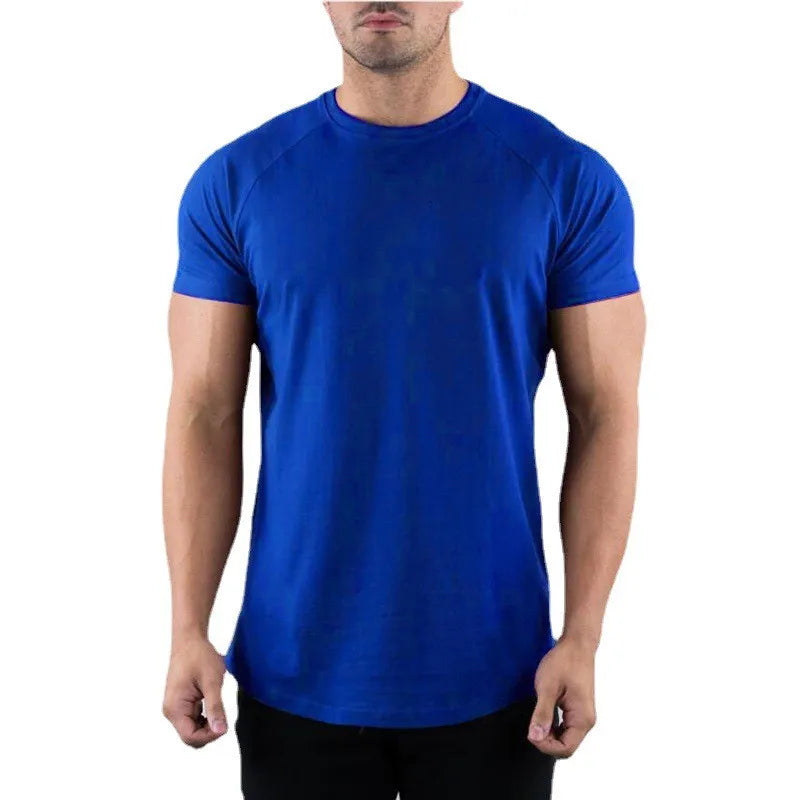 Men's Plain Gym T-shirt - Summer Fitness Cotton Slim Fit