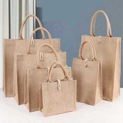 Burlap Jute Tote Bag - Vintage Reusable Grocery & Gift Bag