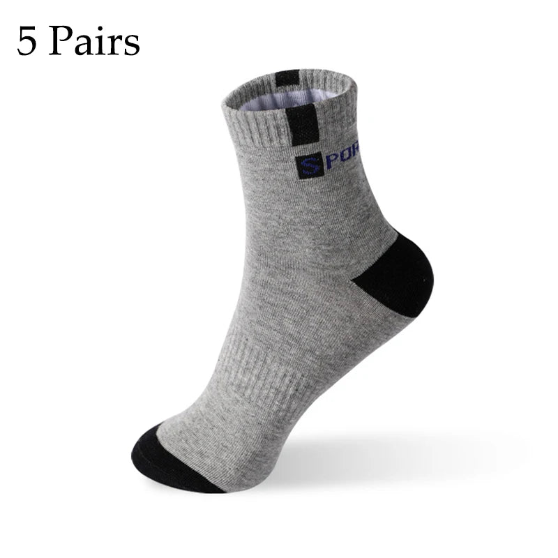 Men's Cotton Socks - Sport Breathable Soft Letter Sneakers