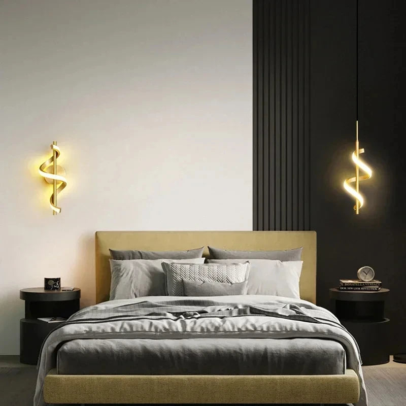Nordic Minimalist LED Wall Sconce Black White Gold Decorative