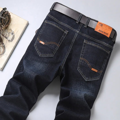 Men's Stretch Jeans - Slim Straight Fit Black & Blue Trousers