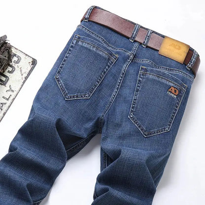 Spring Summer Men's Slim Thin Jeans - Retro Light Blue Denim Pants