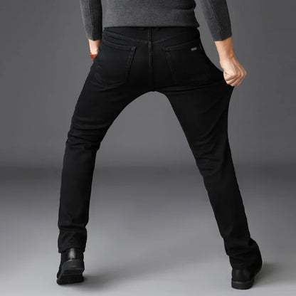 Men's Stretch Black Jeans - Slim-Fit Denim Casual Trousers