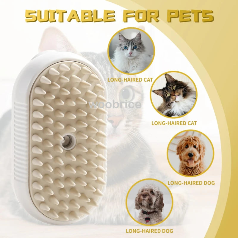3-in-1 Steamy Dog Brush – Electric Spray for Pet Grooming