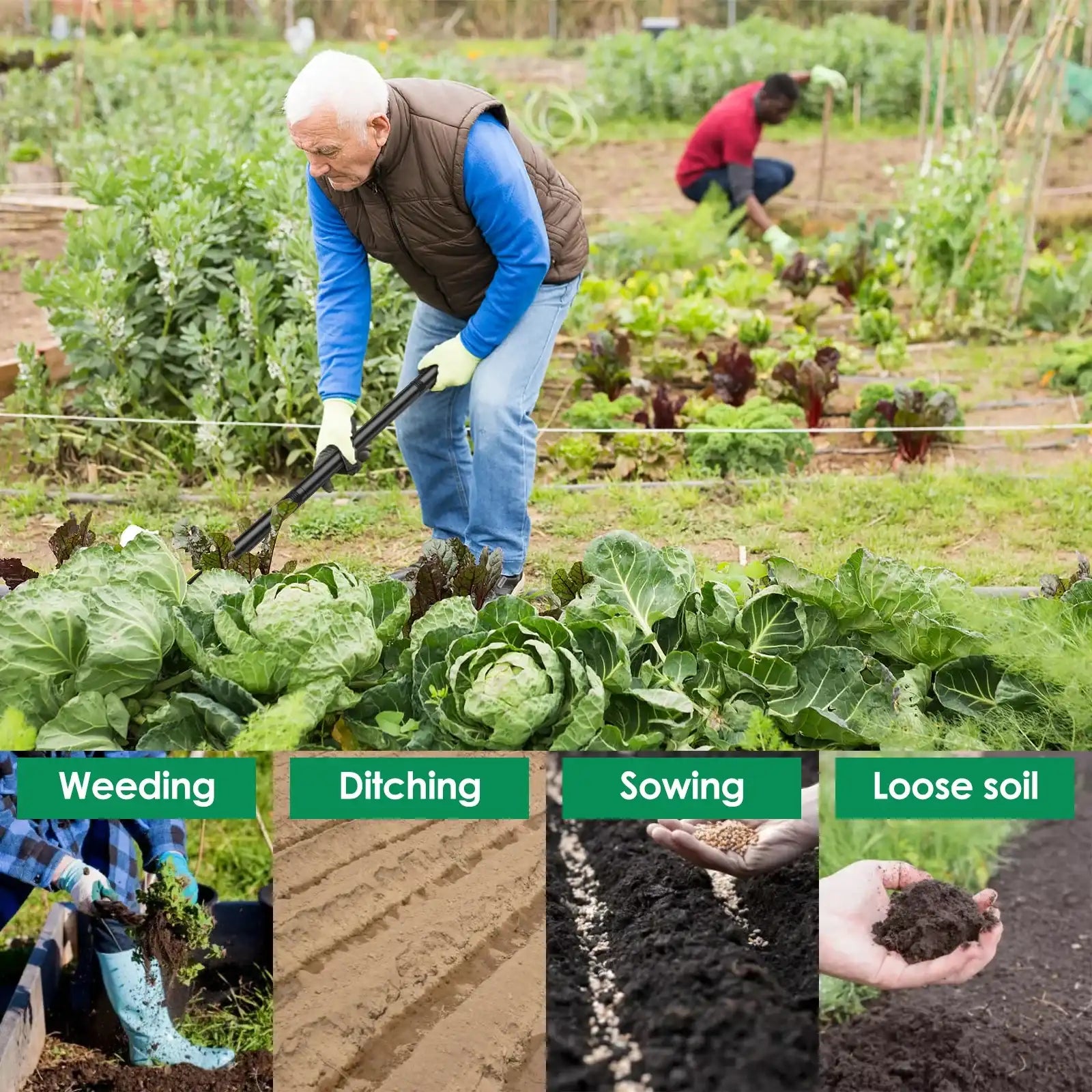 Ergonomic Long-Handle Weeding Hoe
