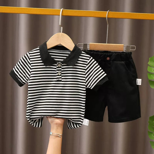Kids Striped Clothing Sets Boys Girls Short Sleeve T Shirt Shorts