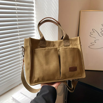 Canvas Tote Bag Crossbody Strap Women's Shoulder Bag