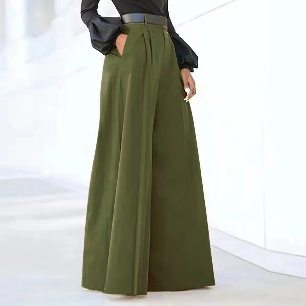 Women's Wide Leg Palazzo Pants - Summer Printed Linen Trousers