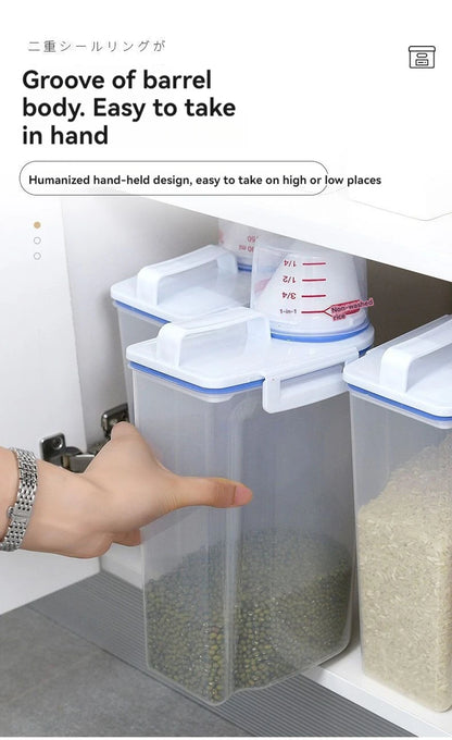 Rice Storage Canister with Measuring Cup | Moisture & Insect Proof